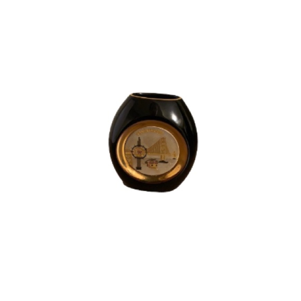 The Art of Chokin 24K Gold Edged Decorative Vase